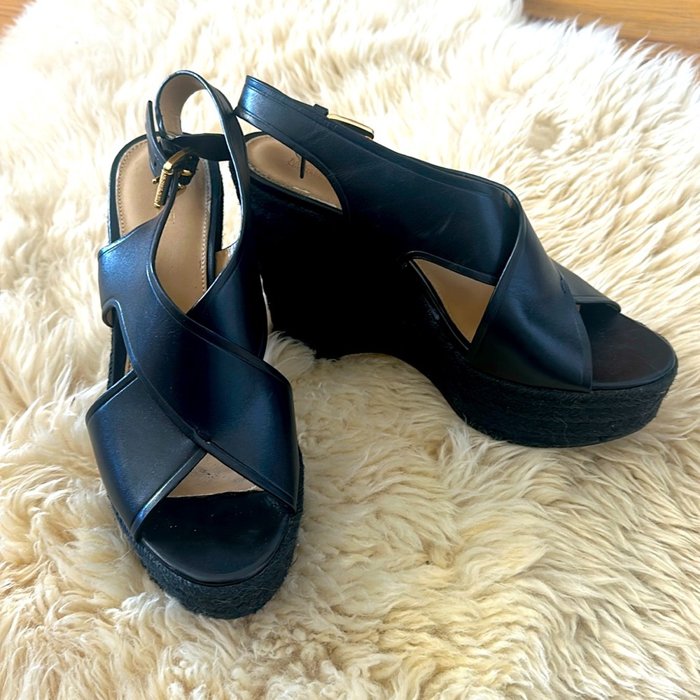 Michael Kors sz 8.5 Black Platform Espadrilles with Gold Detail